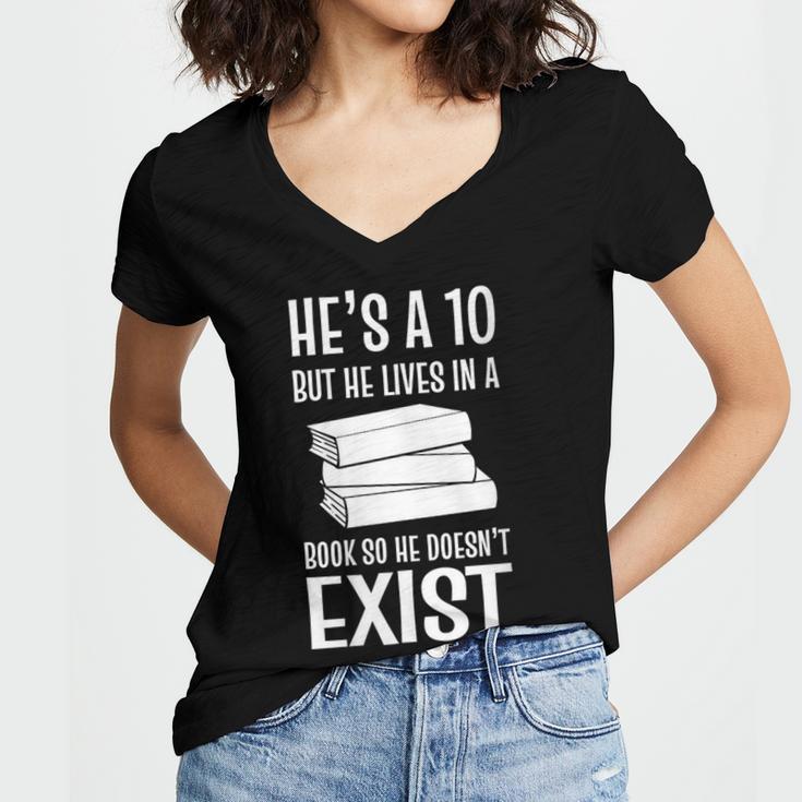 Book Lover Quotes Book Enthusiast Women's Jersey Short Sleeve Deep V-Neck Tshirt