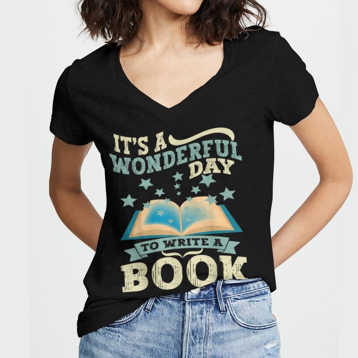 Book Lover Writer Author Women's Jersey Short Sleeve Deep V-Neck Tshirt