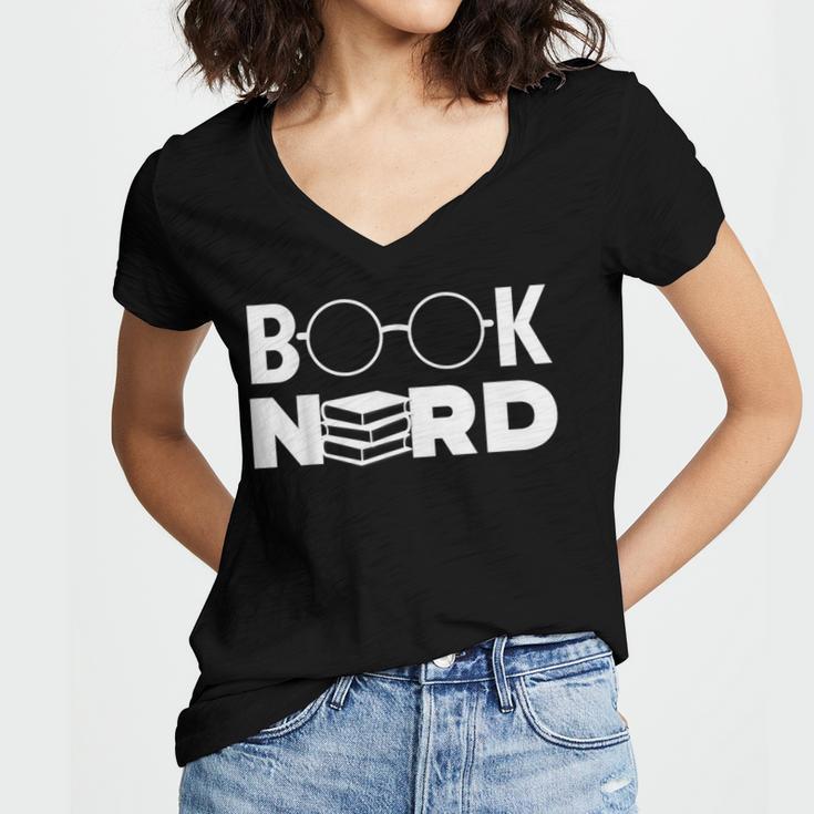 Book Nerd Book Club Bookworm Reading Lover Humor Women's Jersey Short Sleeve Deep V-Neck Tshirt