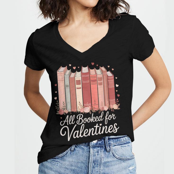 All Booked For Valentines Romantic Books Women's Jersey Short Sleeve Deep V-Neck Tshirt All Booked For Valentines Romantic Books Women's Jersey Short Sleeve Deep V-Neck Tshirt