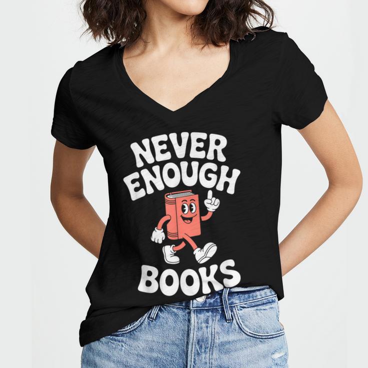Books Or Book Reading Retro Women's Jersey Short Sleeve Deep V-Neck Tshirt