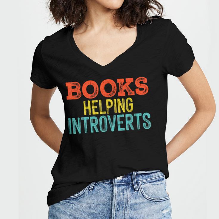Books Helping Introverts I Introvert Women's Jersey Short Sleeve Deep V-Neck Tshirt Books Helping Introverts I Introvert Women's Jersey Short Sleeve Deep V-Neck Tshirt