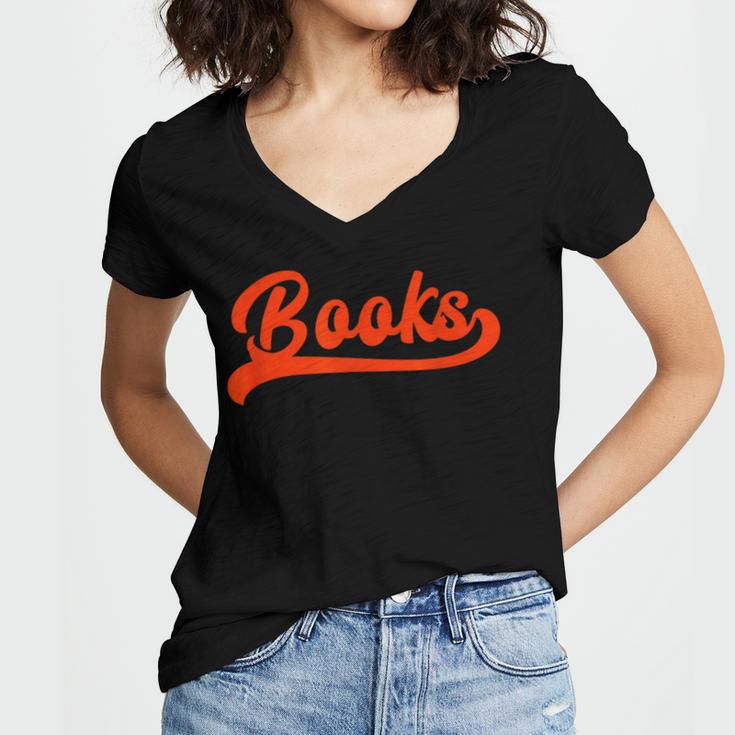 Books Reader Librarian Book Lover Bookworm Library Reading Women's Jersey Short Sleeve Deep V-Neck Tshirt