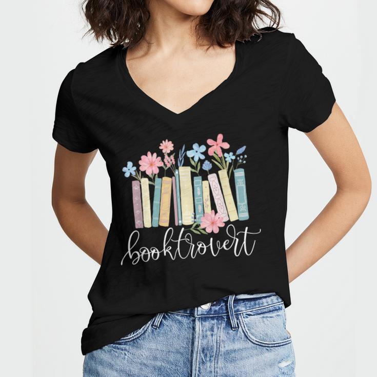 Booktrovert Book Lover Reading Bookworm Reader Women's Jersey Short Sleeve Deep V-Neck Tshirt Booktrovert Book Lover Reading Bookworm Reader Women's Jersey Short Sleeve Deep V-Neck Tshirt