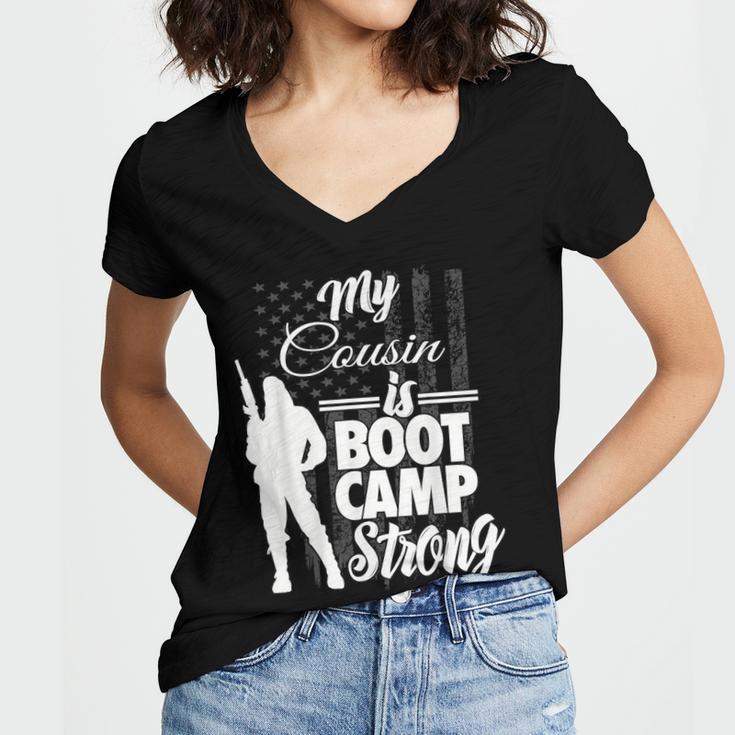 Boot Camp Graduation Military Cousin Support Tee Women's Jersey Short Sleeve Deep V-Neck Tshirt