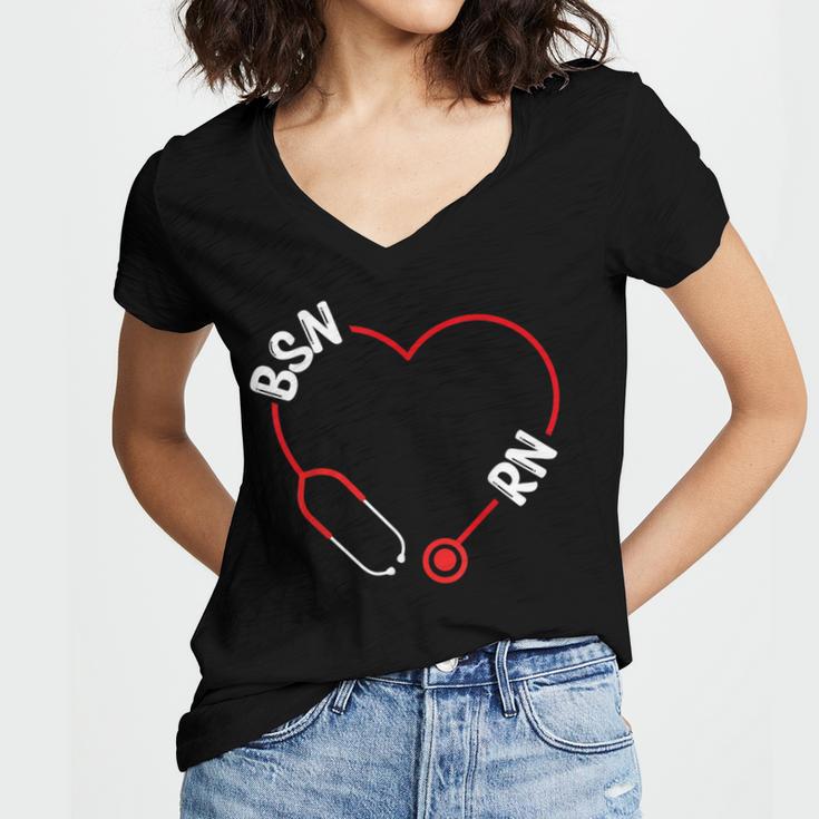 BSN RN Nurse Graduation Nursing Essentials BSN Nurses Women's Jersey Short Sleeve Deep V-Neck Tshirt