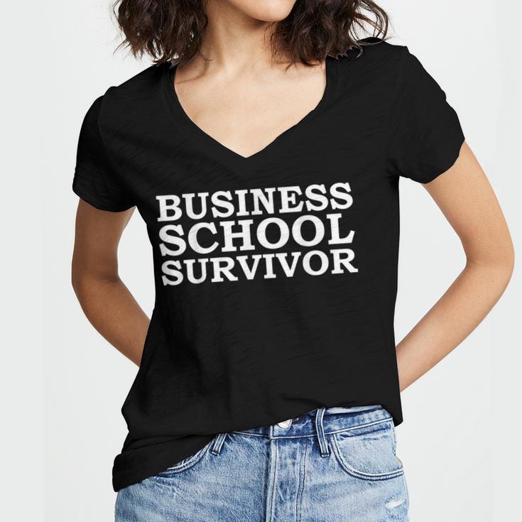 Business School Survivor MBA Graduation Graduate Women's Jersey Short Sleeve Deep V-Neck Tshirt