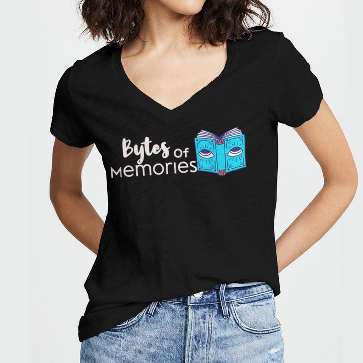 Bytes Of Memories Digital Nostalgia Concept Line Women's Jersey Short Sleeve Deep V-Neck Tshirt