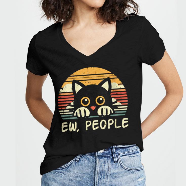 Cat Eww People Introvert Meme Women Men Kids Women's Jersey Short Sleeve Deep V-Neck Tshirt Cat Eww People Introvert Meme Women Men Kids Women's Jersey Short Sleeve Deep V-Neck Tshirt