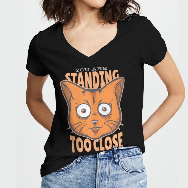Cat Lover Antisocial Too Close Introvert People Hater Women's Jersey Short Sleeve Deep V-Neck Tshirt Cat Lover Antisocial Too Close Introvert People Hater Women's Jersey Short Sleeve Deep V-Neck Tshirt