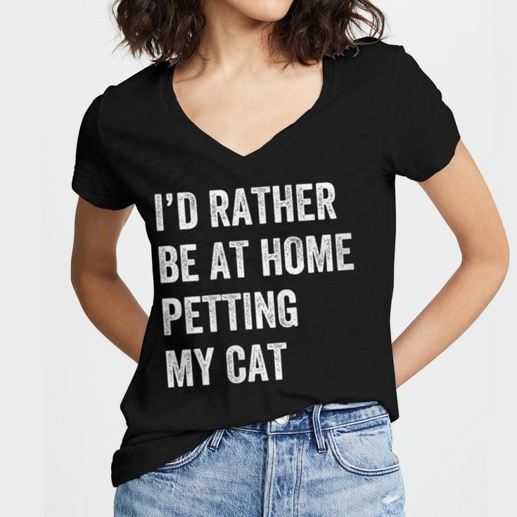 Cat Owner Introvert Stay Home Rather Pet Cat Women's Jersey Short Sleeve Deep V-Neck Tshirt Cat Owner Introvert Stay Home Rather Pet Cat Women's Jersey Short Sleeve Deep V-Neck Tshirt