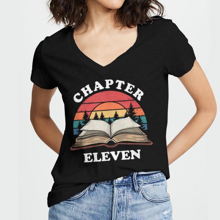 Chapter Eleven Book Reading 11th Birthday 11 Year Old Women's Jersey Short Sleeve Deep V-Neck Tshirt Chapter Eleven Book Reading 11th Birthday 11 Year Old Women's Jersey Short Sleeve Deep V-Neck Tshirt