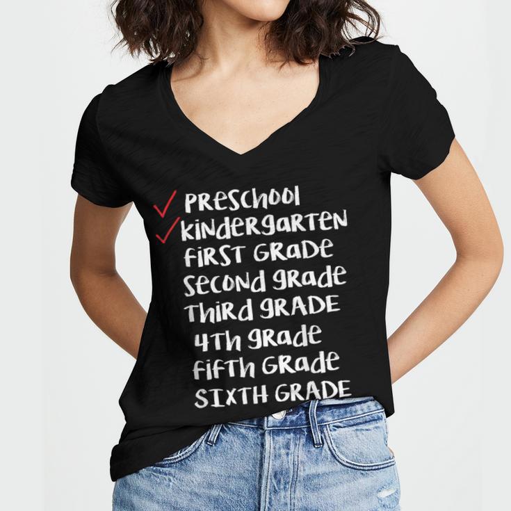 Checklist Kindergarten Class Of 2030 Shirt Graduation Women's Jersey Short Sleeve Deep V-Neck Tshirt