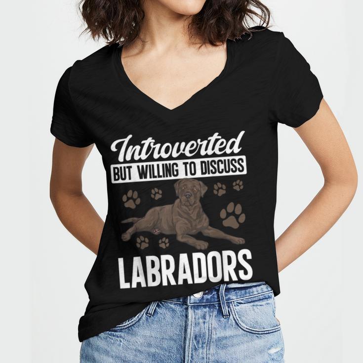 Chocolate Lab Dog Introvert Chocolate Labrador Retriever Women's Jersey Short Sleeve Deep V-Neck Tshirt