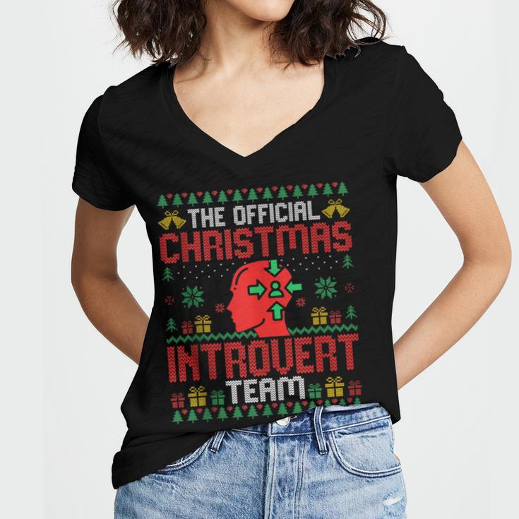 Christmas Introvert Team Introvert Introverted Xmas Women's Jersey Short Sleeve Deep V-Neck Tshirt