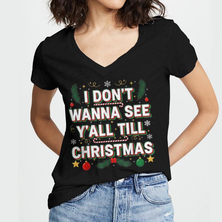 Christmas Sarcastic Introvert Holiday Shirt Women's Jersey Short Sleeve Deep V-Neck Tshirt