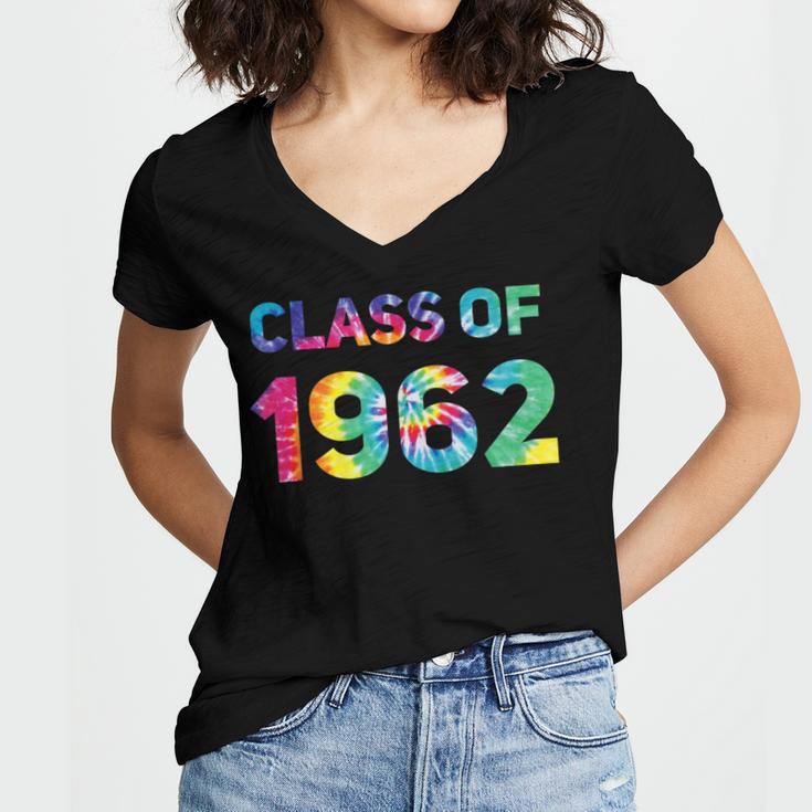 Class Of 1962 School Reunion College Highschool Graduation Women's Jersey Short Sleeve Deep V-Neck Tshirt