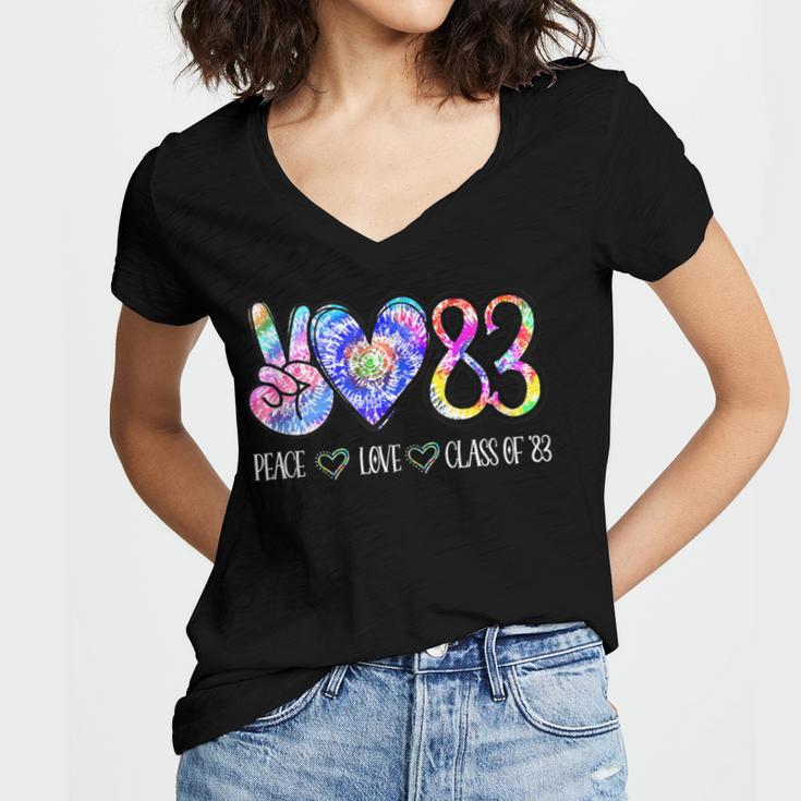 Class Of 1983 Shirt Graduation Tie Dye Senior '83 Reunion Women's Jersey Short Sleeve Deep V-Neck Tshirt