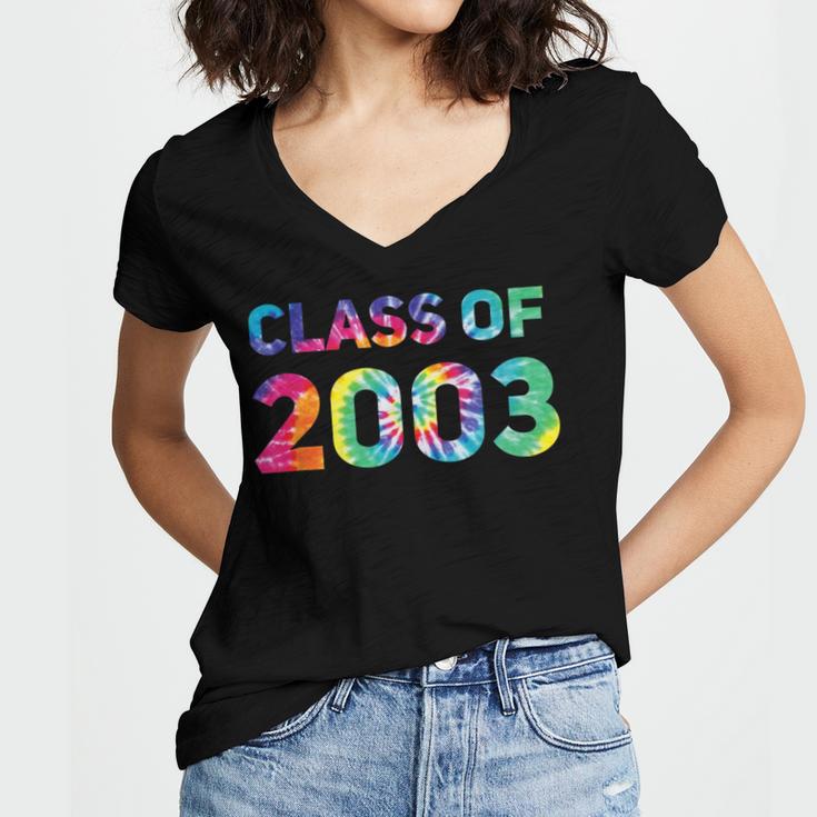 Class Of 2003 School Reunion College Highschool Graduation Women's Jersey Short Sleeve Deep V-Neck Tshirt