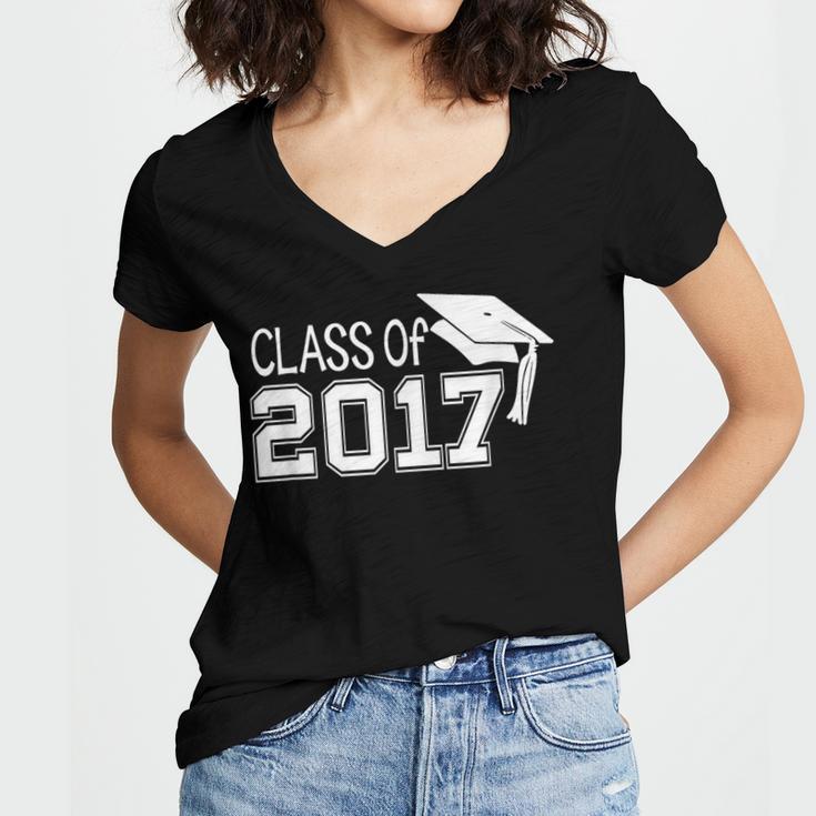 Class Of 2017 Cute Graduation T-Shirt Women's Jersey Short Sleeve Deep V-Neck Tshirt