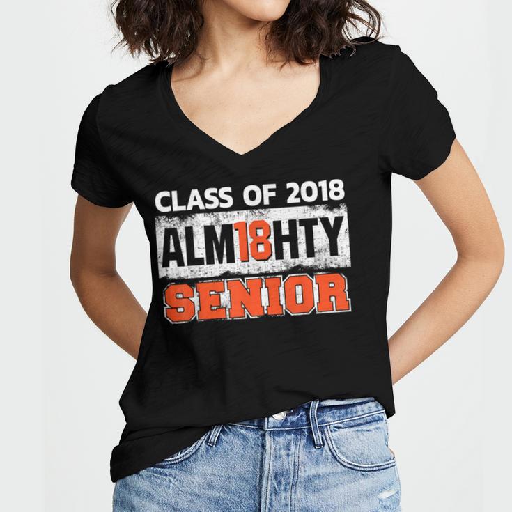 Class Of 2018 Alm18hty Senior 2018 Graduation T-Shirt Women's Jersey Short Sleeve Deep V-Neck Tshirt