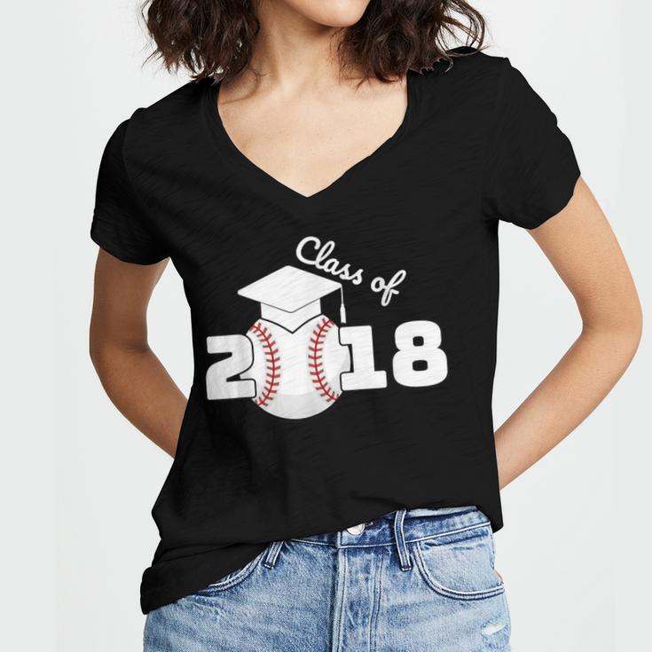 Class Of 2018 Baseball Senior Graduation Shirt Grad Women's Jersey Short Sleeve Deep V-Neck Tshirt