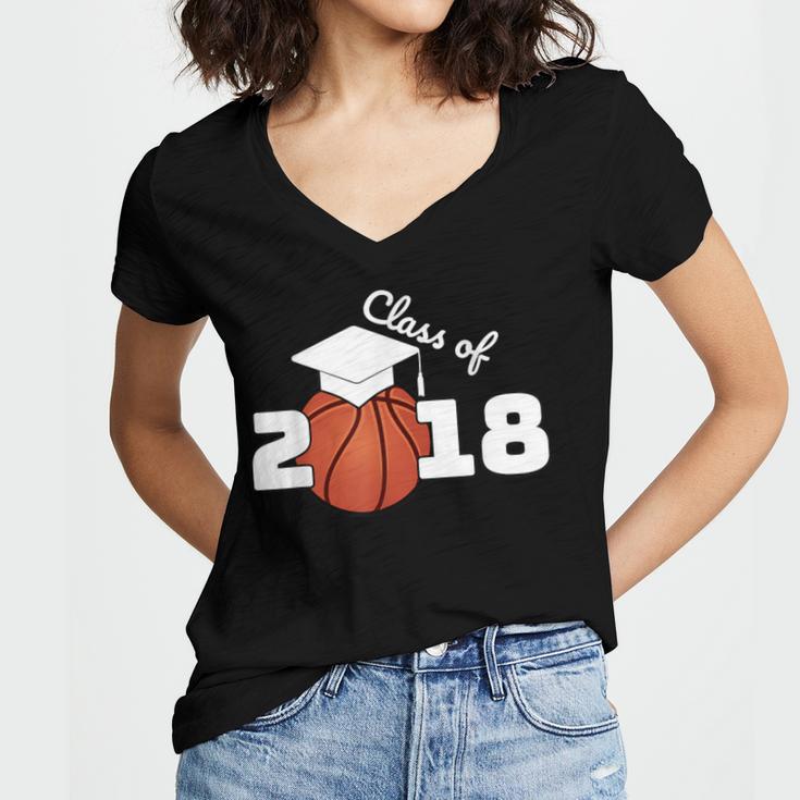 Class Of 2018 Basketball Senior Graduation Shirt Grad Women's Jersey Short Sleeve Deep V-Neck Tshirt