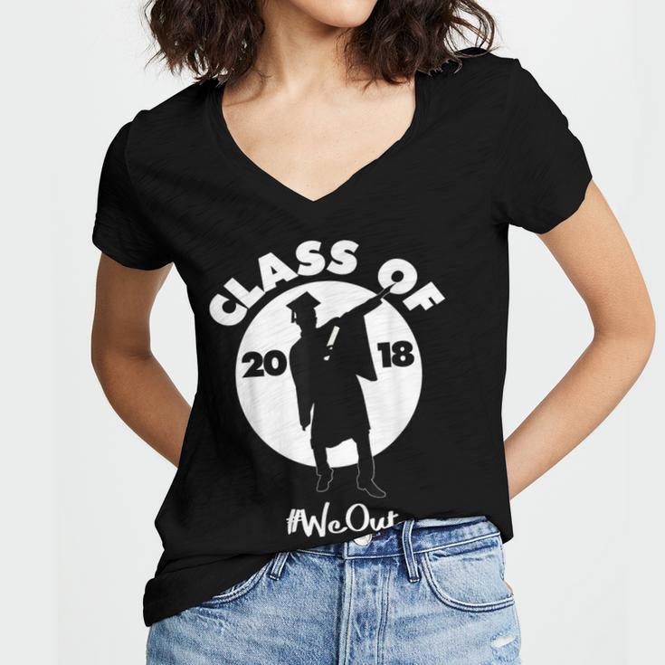 Class Of 2018 Dabbing Graduations Shirt-High School Grad Tee Women's Jersey Short Sleeve Deep V-Neck Tshirt
