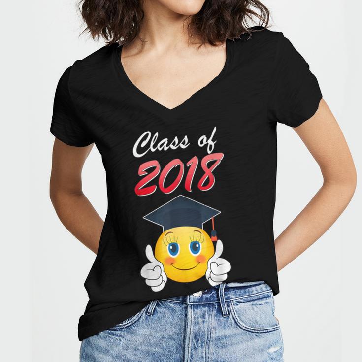 Class Of 2018 Graduation Grad For Her Tee Shirt Women's Jersey Short Sleeve Deep V-Neck Tshirt