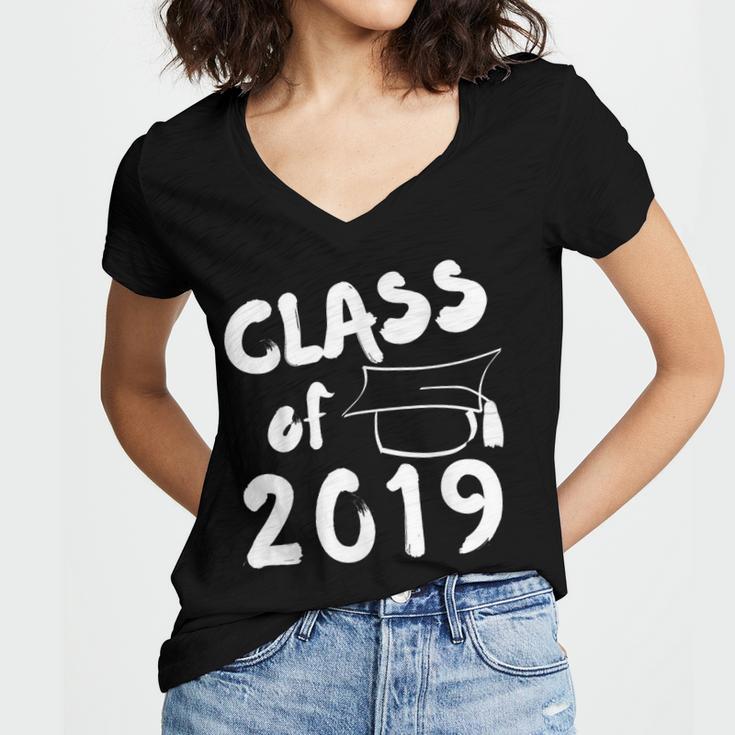 Class Of 2019 Graduation Shirt Women's Jersey Short Sleeve Deep V-Neck Tshirt