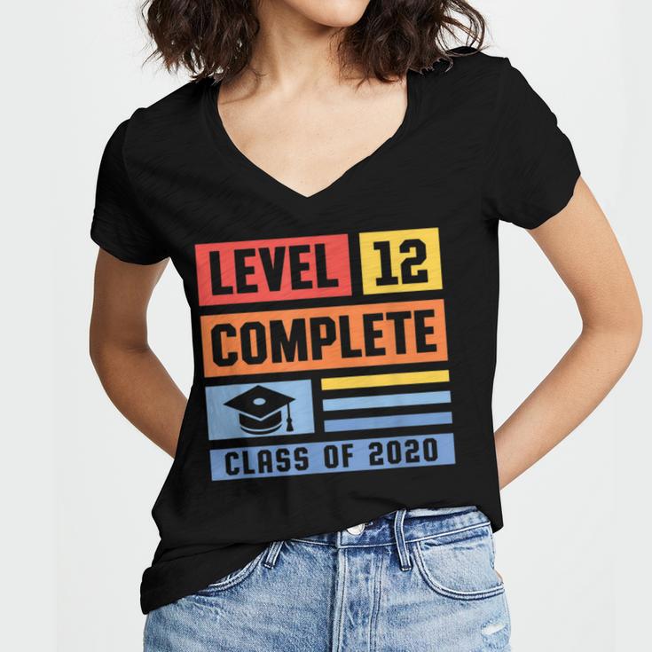 Class Of 2019 Senior High School Graduation Level 12th Grade Women's Jersey Short Sleeve Deep V-Neck Tshirt