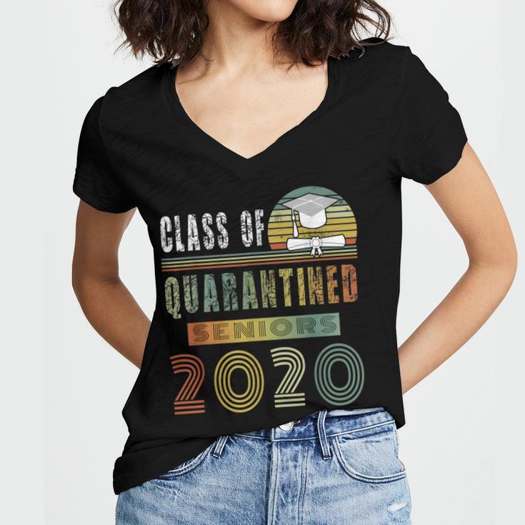 Class Of 2020 Quarantined Seniors Graduation Gift Women's Jersey Short Sleeve Deep V-Neck Tshirt
