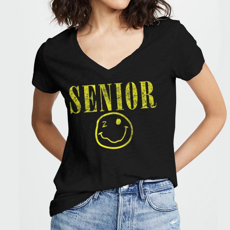 Class Of 2020 Senior 90s Grunge Graduation Women's Jersey Short Sleeve Deep V-Neck Tshirt