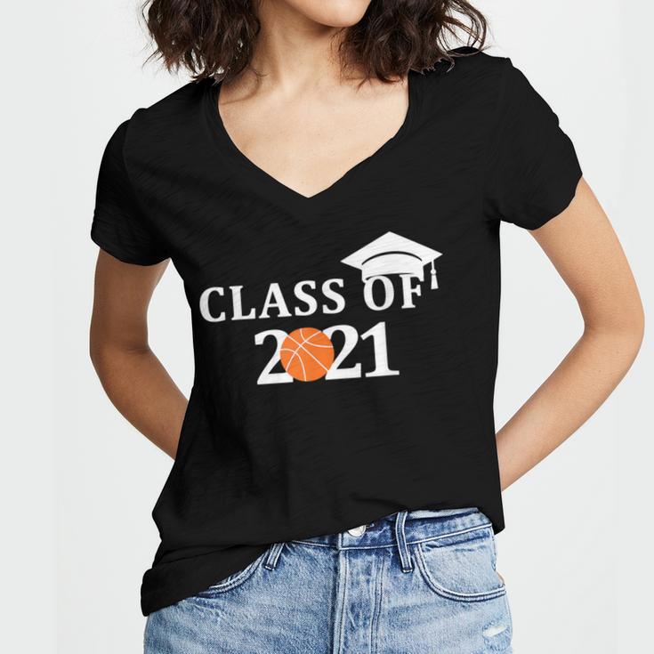 Class Of 2021 Graduation Him Her Basketball Pullover Women's Jersey Short Sleeve Deep V-Neck Tshirt