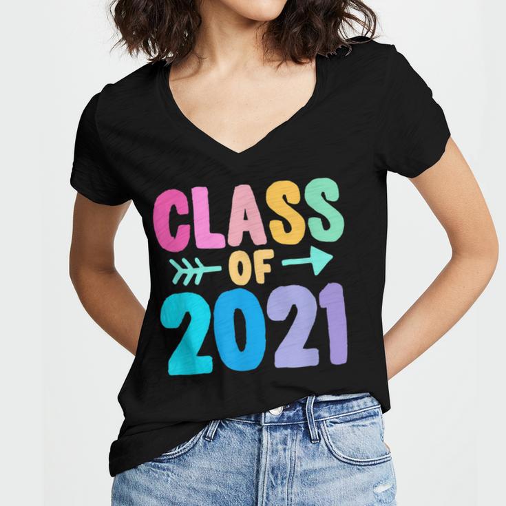 Class Of 2021 Graduation Grow With Me Women's Jersey Short Sleeve Deep V-Neck Tshirt