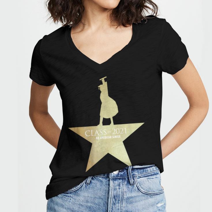 Class Of 2021 Senior Year Musical Style Graduation For Grad Women's Jersey Short Sleeve Deep V-Neck Tshirt