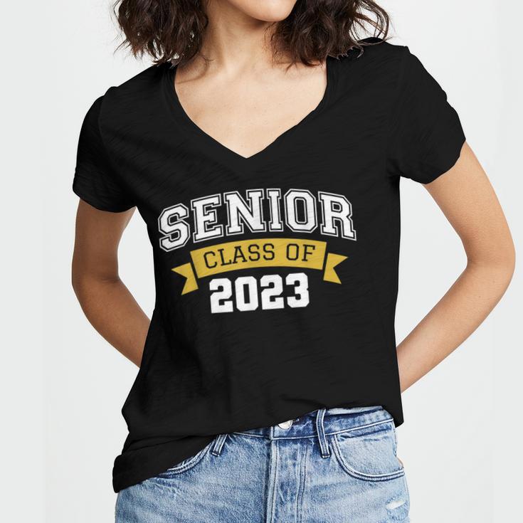 Class Of 2023 Senior 2023 Graduation Senior Boys Girls Women's Jersey Short Sleeve Deep V-Neck Tshirt