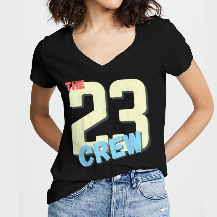 Class Of 2023 Seniors 23 Crew Senior Graduation Idea Women's Jersey Short Sleeve Deep V-Neck Tshirt