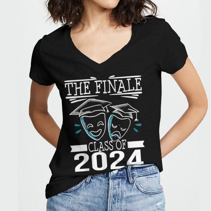 Class Of 2024 Finale Drama Theater Club Actor Graduation Women's Jersey Short Sleeve Deep V-Neck Tshirt