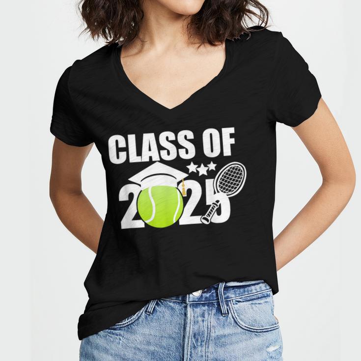 Class Of 2025 Graduation Senior Tennis Player Women's Jersey Short Sleeve Deep V-Neck Tshirt