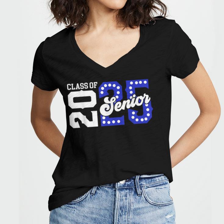 Class Of 2025 Senior 2025 Back To School Graduation Party Women's Jersey Short Sleeve Deep V-Neck Tshirt