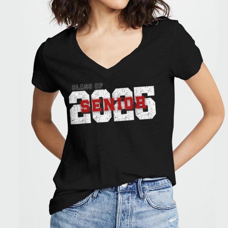 Class Of 2025 Senior Graduation 2025 And Red Women's Jersey Short Sleeve Deep V-Neck Tshirt