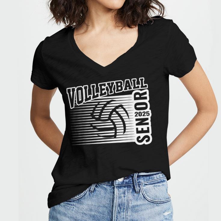 Class Of 2025 Volleyball Senior Class 25 Graduation Women's Jersey Short Sleeve Deep V-Neck Tshirt
