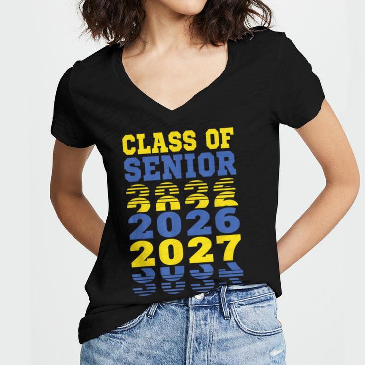 Class Of 2026 2027 Senior Graduation Students Women's Jersey Short Sleeve Deep V-Neck Tshirt