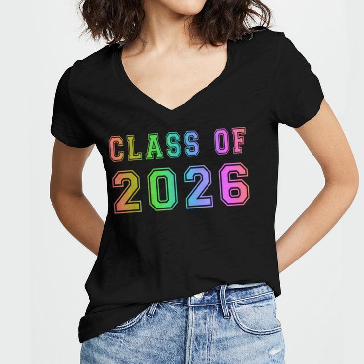 Class Of 2026 High School Graduation Date GraduateShirt Women's Jersey Short Sleeve Deep V-Neck Tshirt