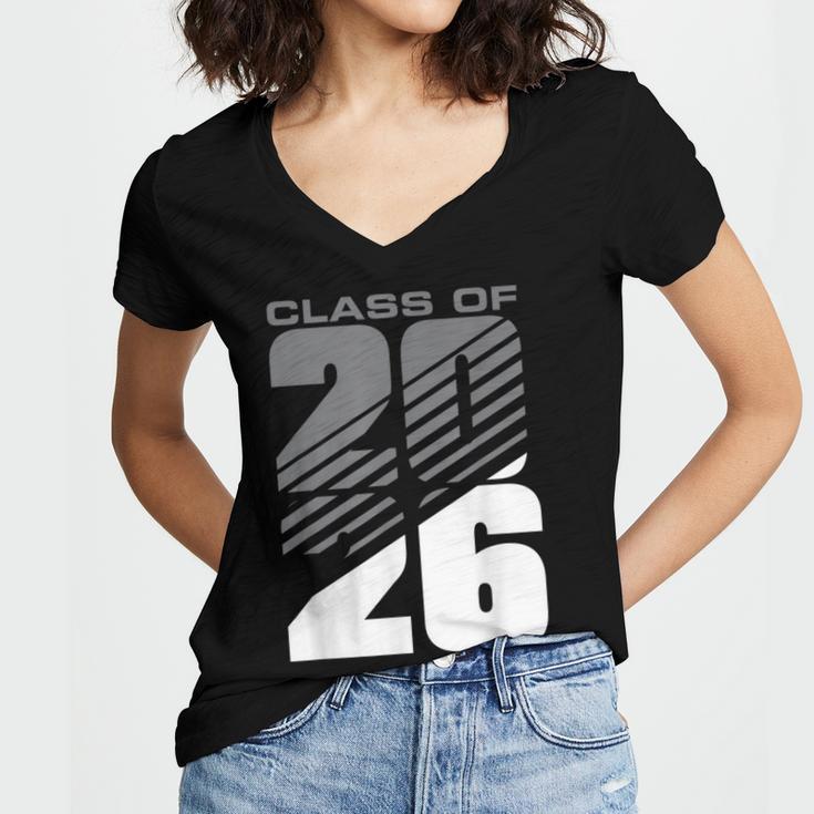 Class Of 2026 High School Senior Graduation Grey Sport Style Women's Jersey Short Sleeve Deep V-Neck Tshirt