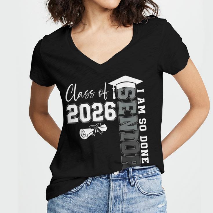 Class Of 2026 Senior 2026 Graduation Decoration Men Senior Women's Jersey Short Sleeve Deep V-Neck Tshirt