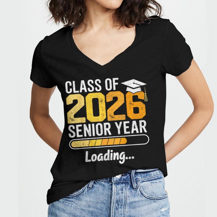 Class Of 2026 Senior Year Loading Senior 2026 Graduation Women's Jersey Short Sleeve Deep V-Neck Tshirt