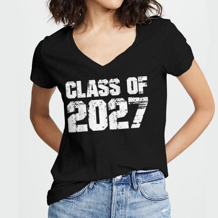 Class Of 2027 High School College Graduation Reunion T-Shirt Women's Jersey Short Sleeve Deep V-Neck Tshirt