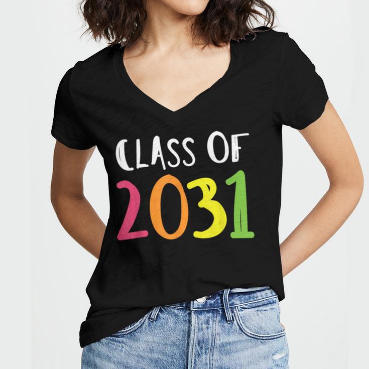 Class Of 2031 Kindergarten Graduation Back To School T-Shirt Women's Jersey Short Sleeve Deep V-Neck Tshirt